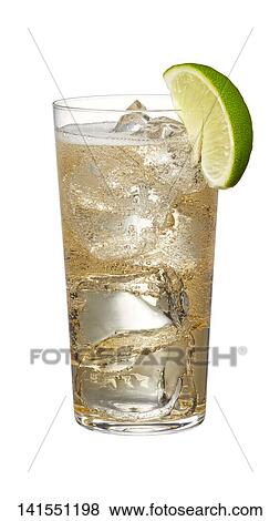 Stock Photo - Glass Of Soda With Slice Of Lime. Fotosearch