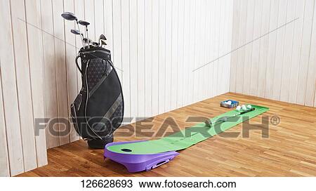 Stock Image - Golf training equipment. Fotosearch