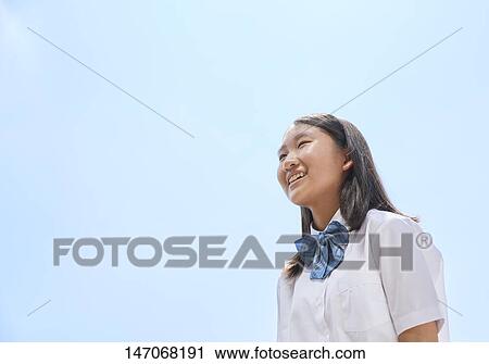 Happy Japanese junior high schoolgirl View Large Photo Image Stock Image - Happy Japanese junior high schoolgirl. Fotosearch