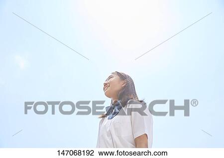 Happy Japanese junior high schoolgirl View Large Photo Image Stock Image - Happy Japanese junior high schoolgirl. Fotosearch