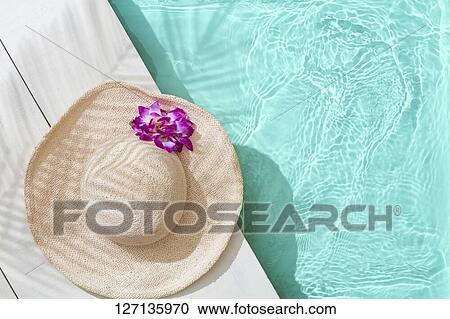 Hat At The Poolside View Large Photo Image Stock Image - Hat At The Poolside. Fotosearch