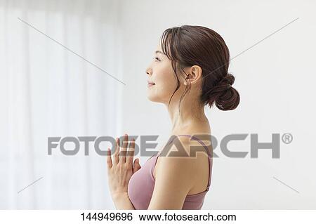 Healthy Japanese woman training at home View Large Photo Image Stock Photograph - Healthy Japanese woman training at home. Fotosearch