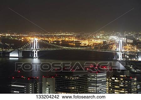 Stock Image - Highways In Tokyo At Night, Japan. Fotosearch