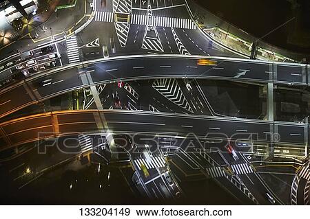 Highways In Tokyo At Night, Japan View Large Photo Image Stock Photo - Highways In Tokyo At Night, Japan. Fotosearch