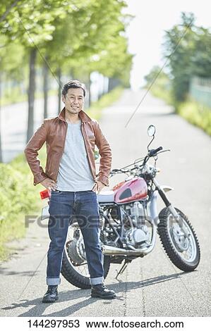 Stock Image - Japanese biker. Fotosearch