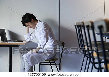 Japanese Chef Depressed In His Restaurant View Large Photo Image Stock Photo - Japanese Chef Depressed In His Restaurant. Fotosearch