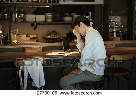 Japanese Chef Depressed In His Restaurant View Large Photo Image Stock Photograph - Japanese Chef Depressed In His Restaurant. Fotosearch
