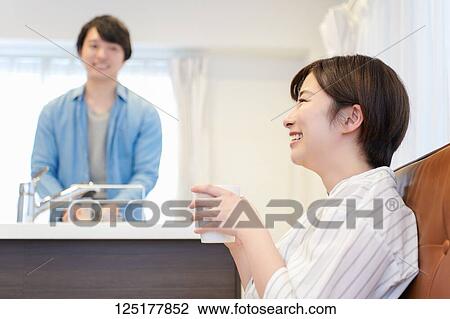 Japanese couple at home View Large Photo Image Stock Image - Japanese couple at home. Fotosearch
