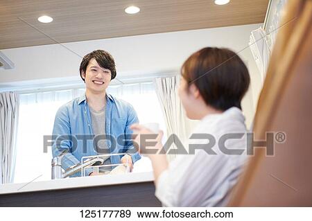 Japanese couple at home View Large Photo Image Stock Photo - Japanese couple at home. Fotosearch