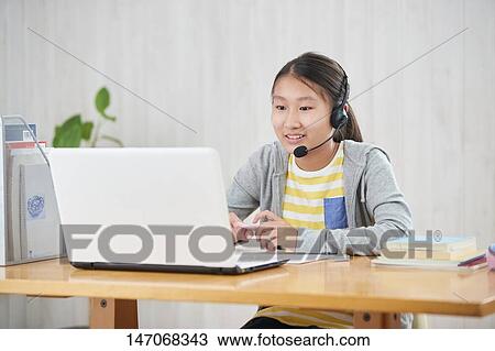 Japanese junior high schoolgirl studying remotely View Large Photo Image Stock Image - Japanese junior high schoolgirl studying remotely. Fotosearch