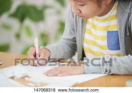 Japanese junior high schoolgirl studying remotely View Large Photo Image Stock Photo - Japanese junior high schoolgirl studying remotely. Fotosearch