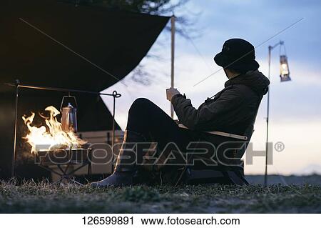 Japanese man solo camping View Large Photo Image Stock Image - Japanese man solo camping. Fotosearch