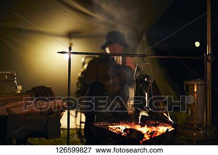 Japanese man solo camping View Large Photo Image Stock Photo - Japanese man solo camping. Fotosearch