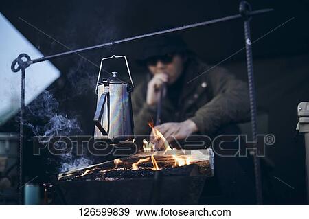 Japanese man solo camping View Large Photo Image Stock Photo - Japanese man solo camping. Fotosearch