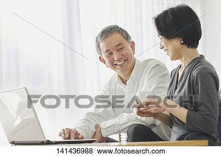 Japanese Senior Couple In The Room View Large Photo Image Stock Photo - Japanese Senior Couple In The Room. Fotosearch