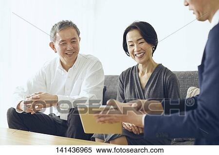 Stock Photography - Japanese Senior Couple In The Room. Fotosearch