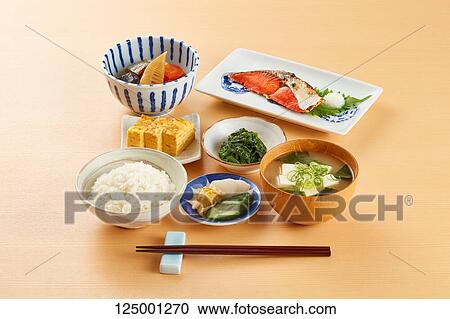 Stock Image - Japanese style breakfast. Fotosearch