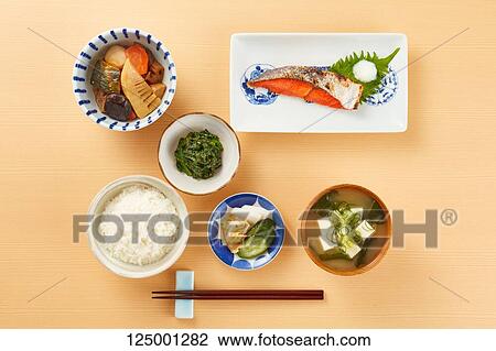 Stock Image - Japanese style breakfast. Fotosearch