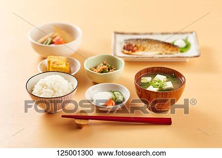 Stock Image - Japanese style breakfast. Fotosearch