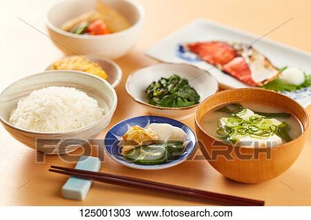 Stock Image - Japanese style breakfast. Fotosearch