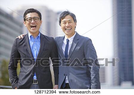 Middle Aged Japanese Businessmen Portrait View Large Photo Image Picture - Middle Aged Japanese Businessmen Portrait. Fotosearch