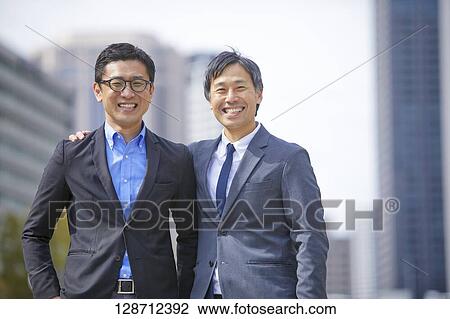 Middle Aged Japanese Businessmen Portrait View Large Photo Image Stock Image - Middle Aged Japanese Businessmen Portrait. Fotosearch