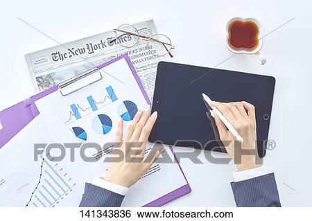 Stock Photograph - Paper Work With A Tablet PC. Fotosearch