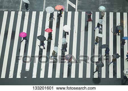 People Crossing A Crossroad On A Rainy Day In Tokyo, Japan View Large Photo Image Stock Image - People Crossing A Crossroad On A Rainy Day In Tokyo, Japan. Fotosearch