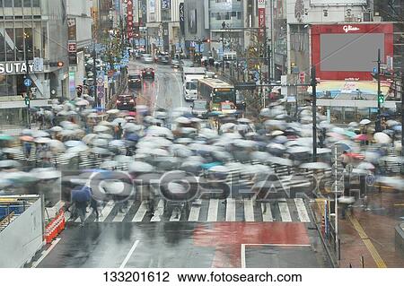 People Crossing A Crossroad On A Rainy Day In Tokyo, Japan View Large Photo Image Stock Image - People Crossing A Crossroad On A Rainy Day In Tokyo, Japan. Fotosearch