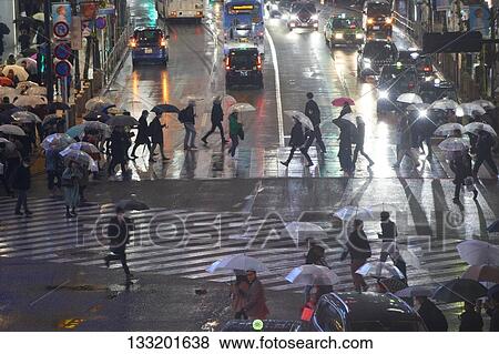 Stock Photo - Streets In Tokyo At Night, Japan. Fotosearch