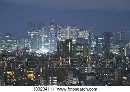 Streets In Tokyo At Night, Japan View Large Photo Image Stock Photo - Streets In Tokyo At Night, Japan. Fotosearch