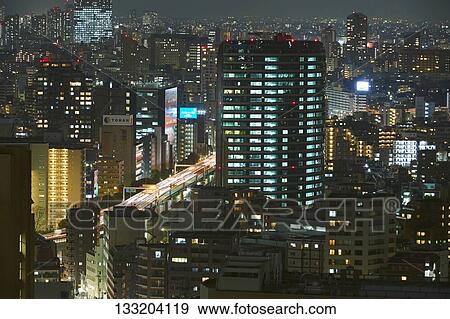 Streets In Tokyo At Night, Japan View Large Photo Image Stock Photo - Streets In Tokyo At Night, Japan. Fotosearch