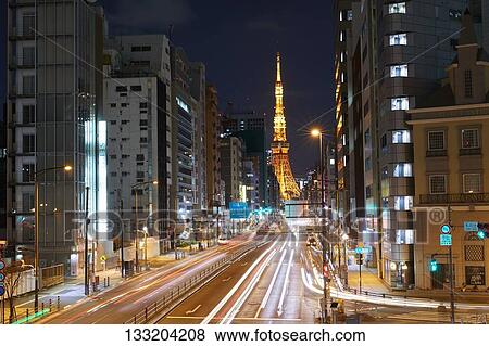 Streets In Tokyo At Night, Japan View Large Photo Image Stock Photo - Streets In Tokyo At Night, Japan. Fotosearch