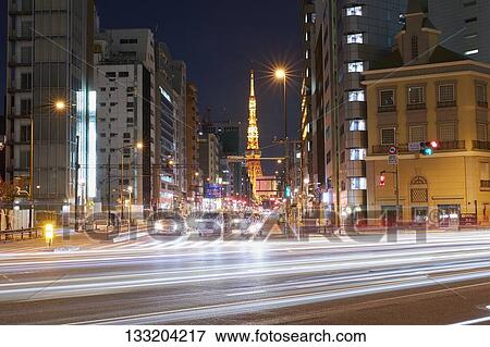 Streets In Tokyo At Night, Japan View Large Photo Image Stock Photo - Streets In Tokyo At Night, Japan. Fotosearch