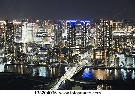 Streets In Tokyo At Night, Japan View Large Photo Image Stock Photograph - Streets In Tokyo At Night, Japan. Fotosearch
