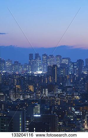 Stock Photograph - Streets In Tokyo At Night, Japan. Fotosearch