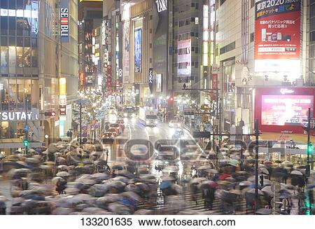 Streets In Tokyo At Night, Japan View Large Photo Image Stock Photography - Streets In Tokyo At Night, Japan. Fotosearch