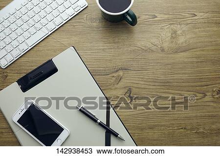 Top-down view of office equipment View Large Photo Image Stock Image - Top-down view of office equipment. Fotosearch