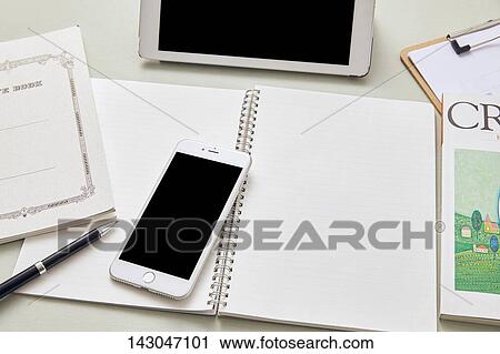Top-down view of office equipment View Large Photo Image Stock Image - Top-down view of office equipment. Fotosearch