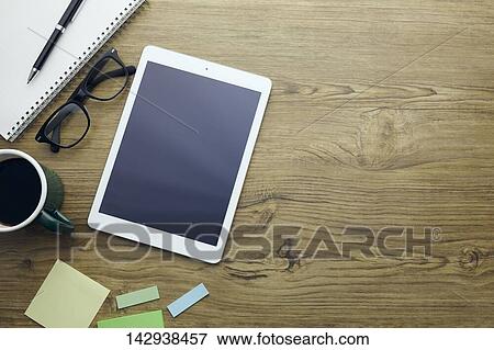 Stock Photo - Top-down view of office equipment. Fotosearch