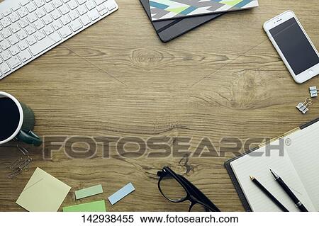 Top-down view of office equipment View Large Photo Image Stock Photography - Top-down view of office equipment. Fotosearch