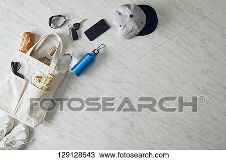 Stock Image - Tote Bag And Shoes And Hat. Fotosearch