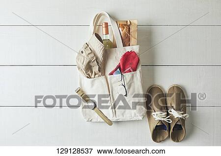 Tote Bag And Shoes And Hat View Large Photo Image Stock Photo - Tote Bag And Shoes And Hat. Fotosearch