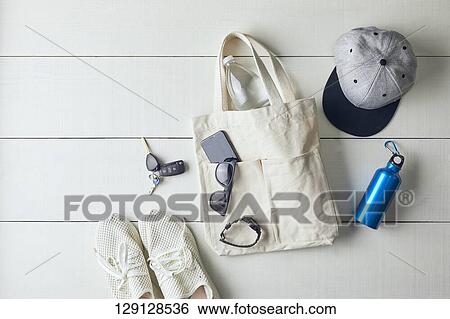 Tote Bag And Shoes And Hat View Large Photo Image Stock Photograph - Tote Bag And Shoes And Hat. Fotosearch