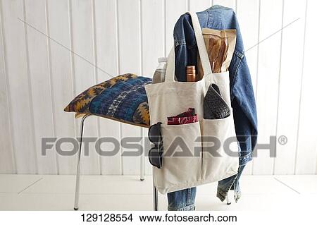Tote Bag Hanging On The Chair View Large Photo Image Picture - Tote Bag Hanging On The Chair. Fotosearch