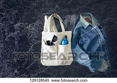 Stock Photography - Tote Bag With Shoes And Hat. Fotosearch