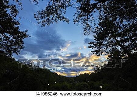 Townscape In The Evening View Large Photo Image Stock Photograph - Townscape In The Evening. Fotosearch