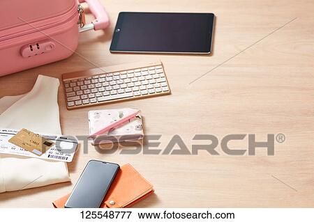 Travel accessories View Large Photo Image Stock Photo - Travel accessories. Fotosearch