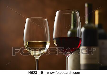 Stock Image - Two glasses of wine. Fotosearch