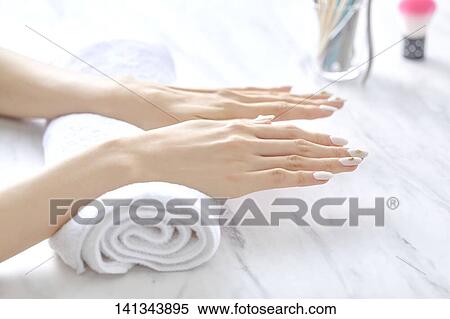 Stock Photography - Woman Hands With Nails Art. Fotosearch